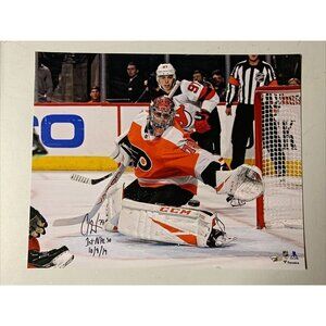 Carter Hart Autograph Signed Flyers Inscribed 1st NHL SO 16x20 Photo Fanatics